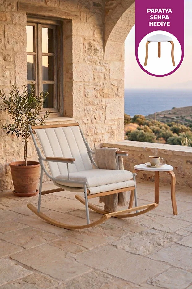 Bal Ahşap-Metal Teddy Sallanan Koltuk Tv Sandalyesi